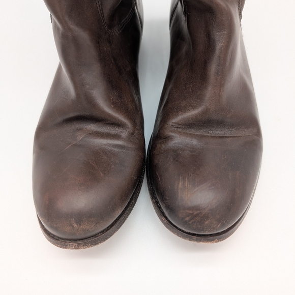 Frye Leather Brown Melissa Button Riding Tall Boots - Picture 6 of 11
